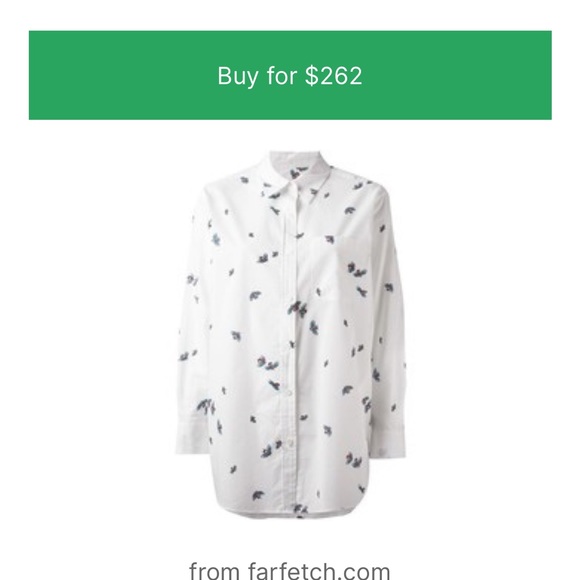 Equipment Femme Bee Print Button Down Shirt White Blue Cotton size small - Picture 5 of 16
